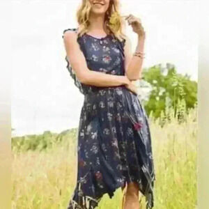 Matilda Jane navy floral handkerchief hem dress